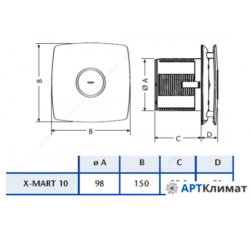 Осевой вентилятор CATA X-MART 10 T Осевой вентилятор CATA X-MART 10 T