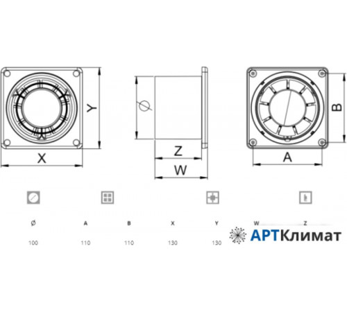 Осевой вентилятор Awenta Ring 100 WWR100 Осевой вентилятор Awenta Ring 100 WWR100