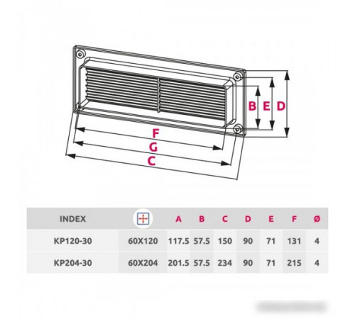 Вентиляционная решетка Awenta KP120-30GR 60x120 (графитовый)