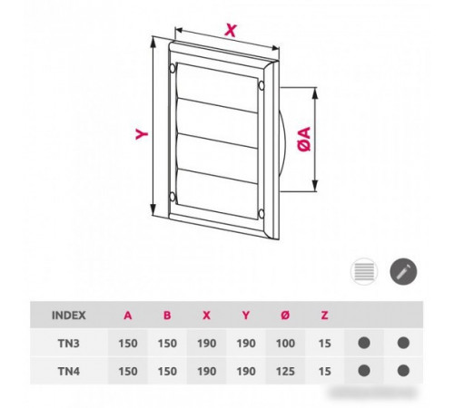 Вентиляционная решетка Awenta TN3CZ 19x19/d100 (черный)