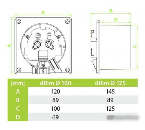 Осевой вентилятор airRoxy dRim 100PS-C186 Осевой вентилятор airRoxy dRim 100PS-C186
