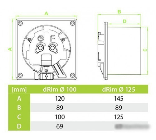 Осевой вентилятор airRoxy dRim 100RMS-C186