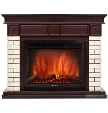 Портал Firelight Bricks 25 (камень бежевый/шпон темный дуб)