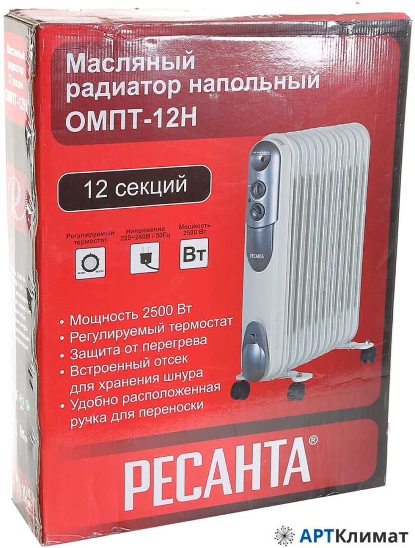 Масляный радиатор Ресанта ОМПТ-12Н